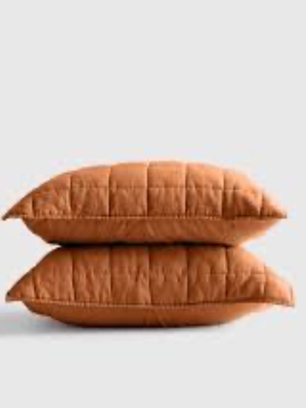 Quince European Linen Box Quilted Sham Set Linen Pillow Shams Standard Size